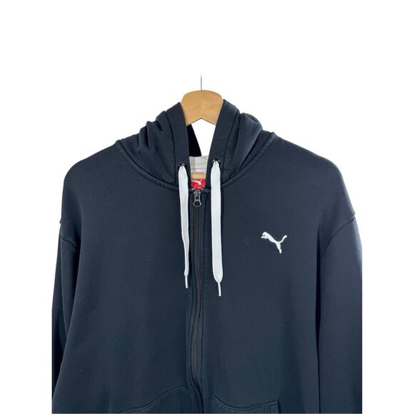 Puma Black Zip up Sweater Hoodie Men's Sweatshirt Embroidered Logo Size XXL - Picture 12 of 13